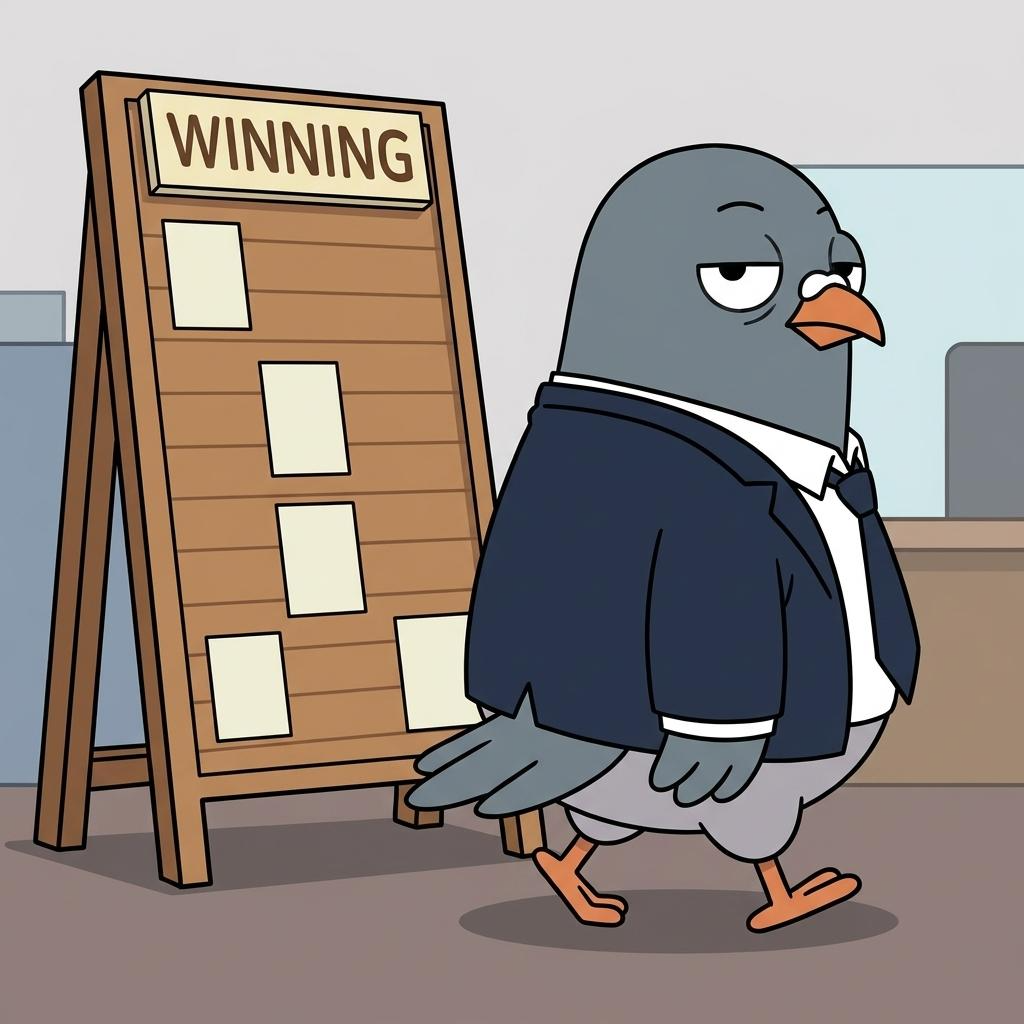 ‘WINNING’ 순위표 옆을 무심히 지나가는 구구씨